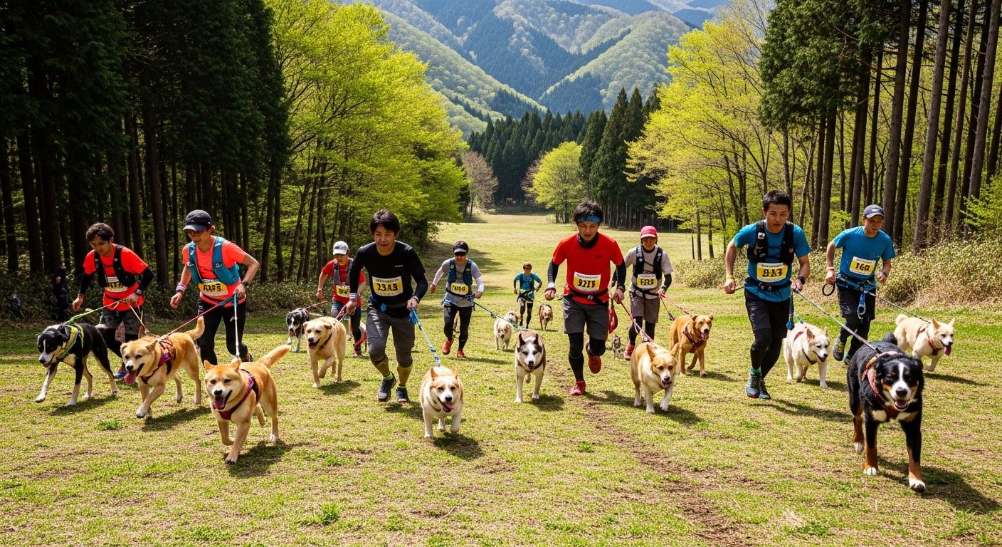 Have Fun!ダッシュで愛犬と一緒に走る参加者たち